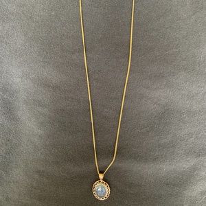 Blue Oval (12mm)  gold necklace
